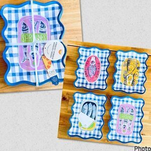 NWT C&C California Set of 4 Sardines Square Melamine Appetizer 9” plates Trays